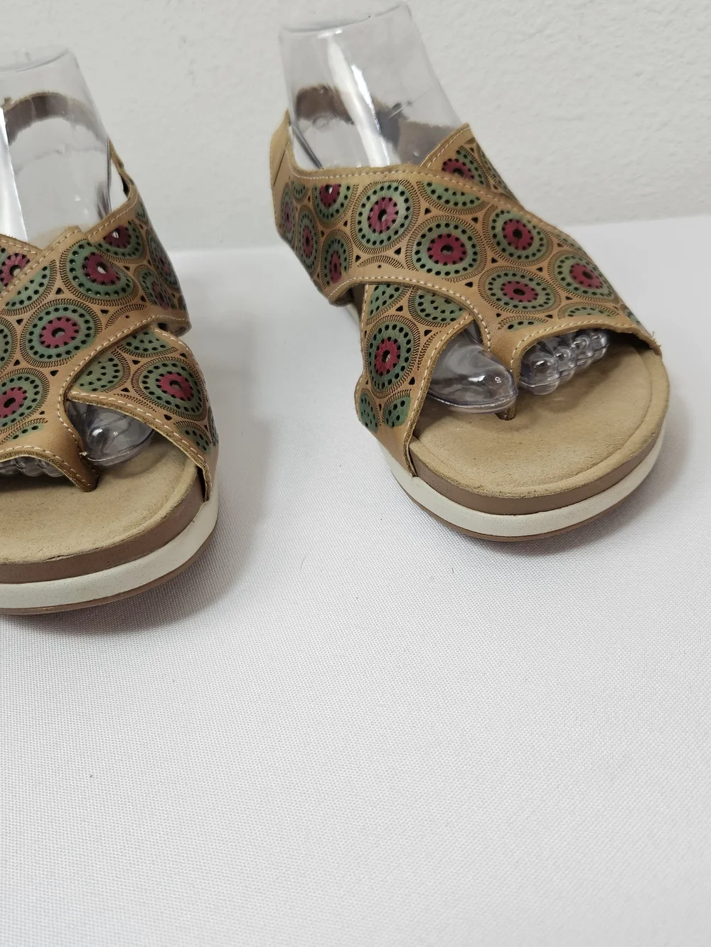 L'Artiste Spring Step ERICE Circles Leather Taupe Multi Sandal EU 41 US 9.5-10